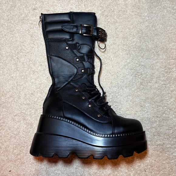 Black Platform Combat Boots - Picture 1 of 7